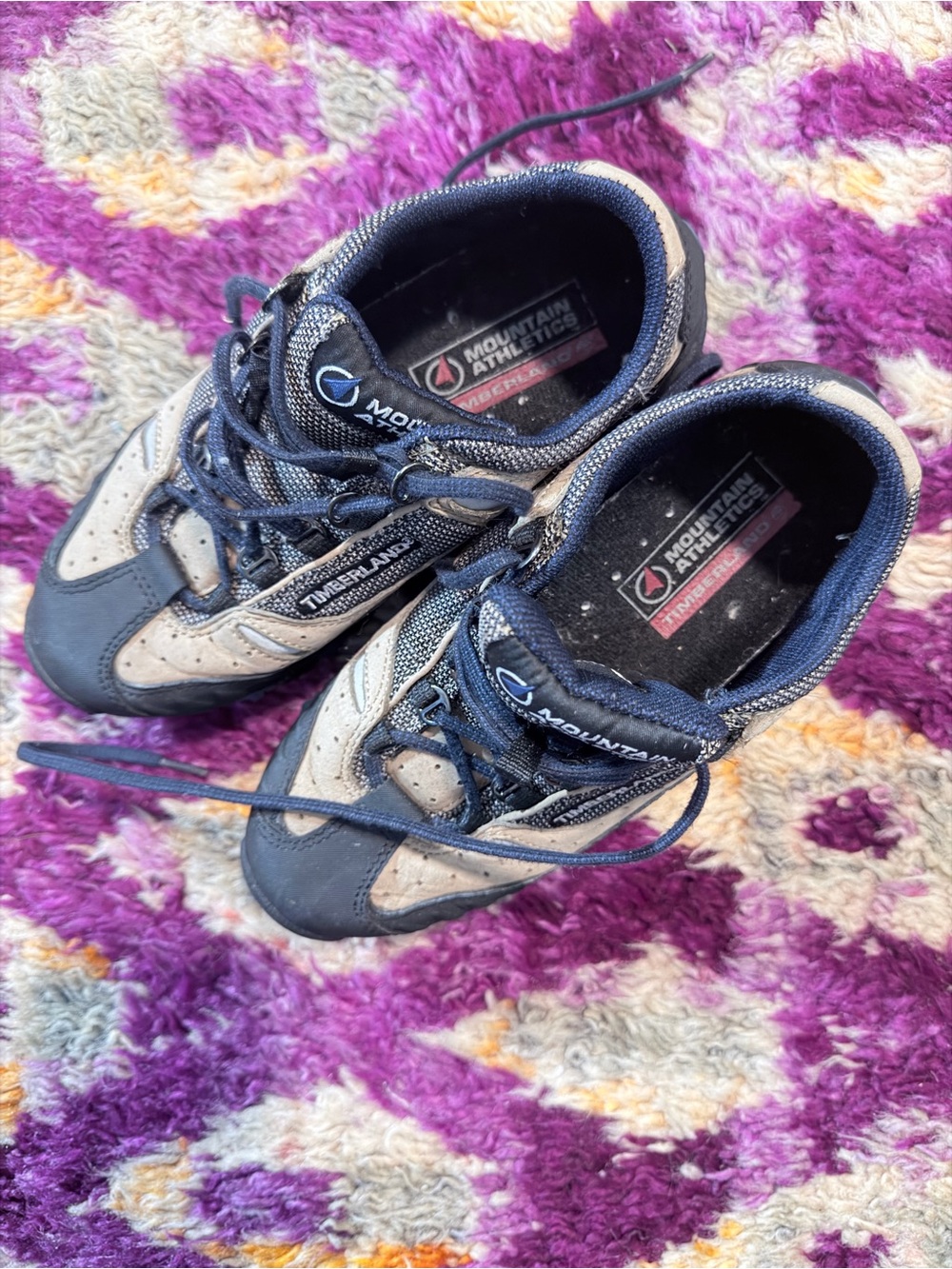 Kids Navy and Beige Trail Shoes   Size 5M